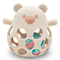 Jucarie de dentitie si zornaitoare, Bocioland, BPA Free, Teddy Bear Beige