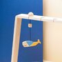 Jucarie Montessori din lemn, balena pentru centru activitati, albastru-galben, Mobbli - 3