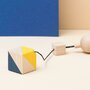 Jucarie Montessori din lemn, cub pentru centru activitati, albastru-galben, Mobbli - 4