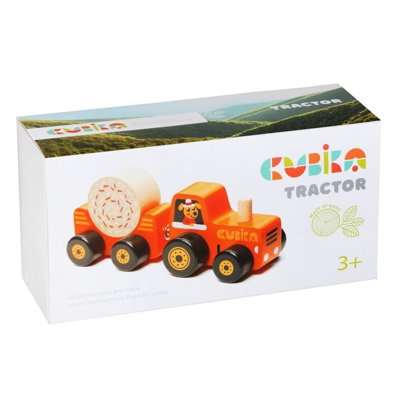 Cubika - Vehicul de lemn Tractoras Cu remorca