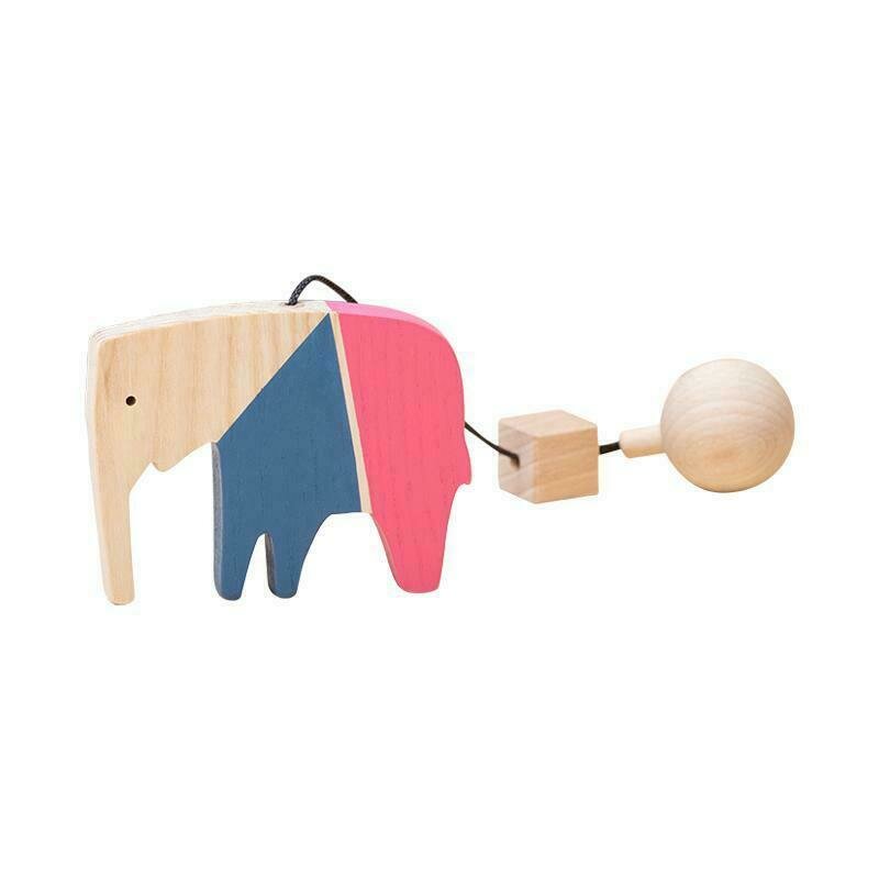 Mobbli - jucarie din lemn elefant, colorat, pentru carusel / centru de activitati,
