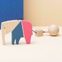 Jucarie Montessori din lemn, elefant pentru centru activitati, albastru-roz, Mobbli - 3