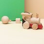 Jucarie Montessori din lemn, tractor pentru centru activitati, portocaliu-negru, Mobbli - 4