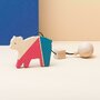 Jucarie Montessori din lemn, urs polar pentru centru activitati, roz-albastru, Mobbli - 3