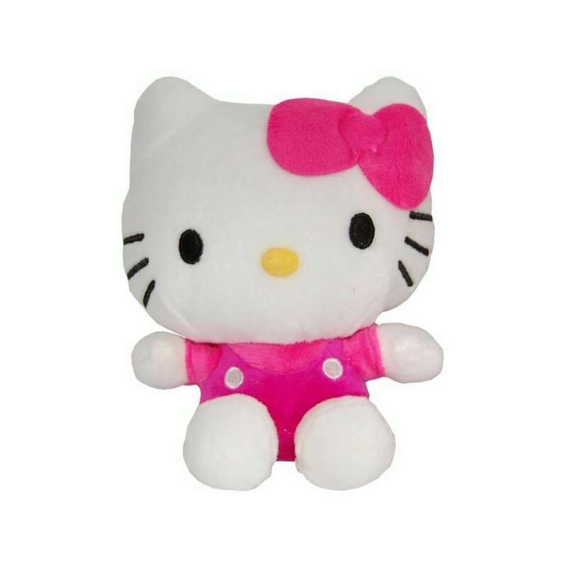 Jucarie din plus Hello Kitty cu salopeta fuxia, 17 cm