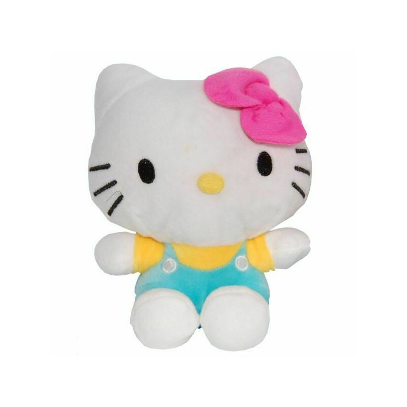 Jucarie din plus Hello Kitty cu salopeta vernil, 17 cm