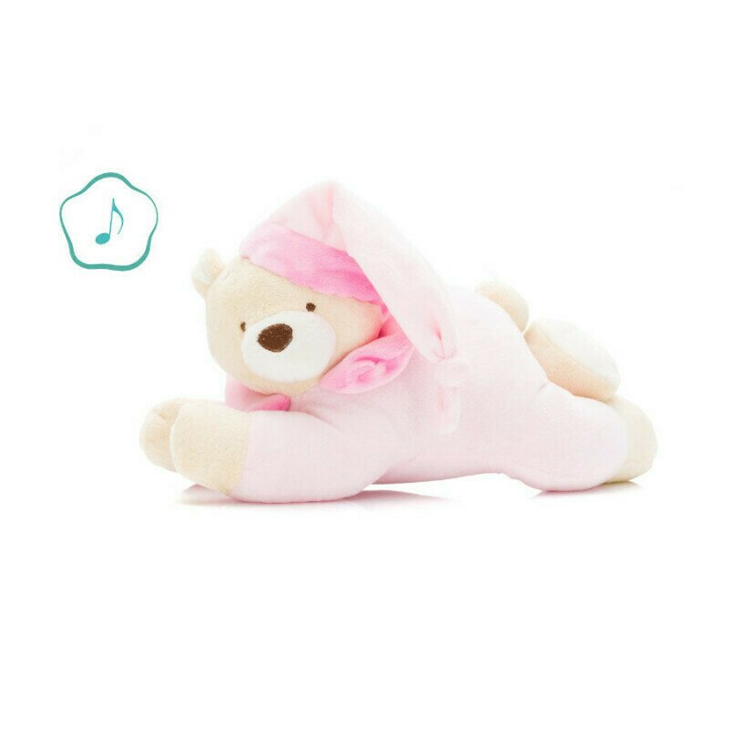 Fillikid - jucarie muzical pentru somn ursulet de plus, 28 cm , pink