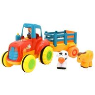 Globo - Jucarie muzicala Tractor cu remorca, cu sunete si 3 figurine incluse