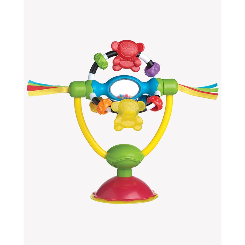 Jucarie, Playgro, Pentru scaunul de masa, Cu ventuza, Cu activitati, Rotativa, High chair Spinning Toy, 19.5 cm