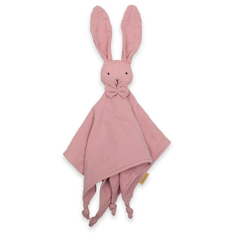 Jucarie textila, New Baby, Baby Rabbit, Pentru bebelusi, Moale, Din muselina, 100% bumbac,30x30 cm, Pink