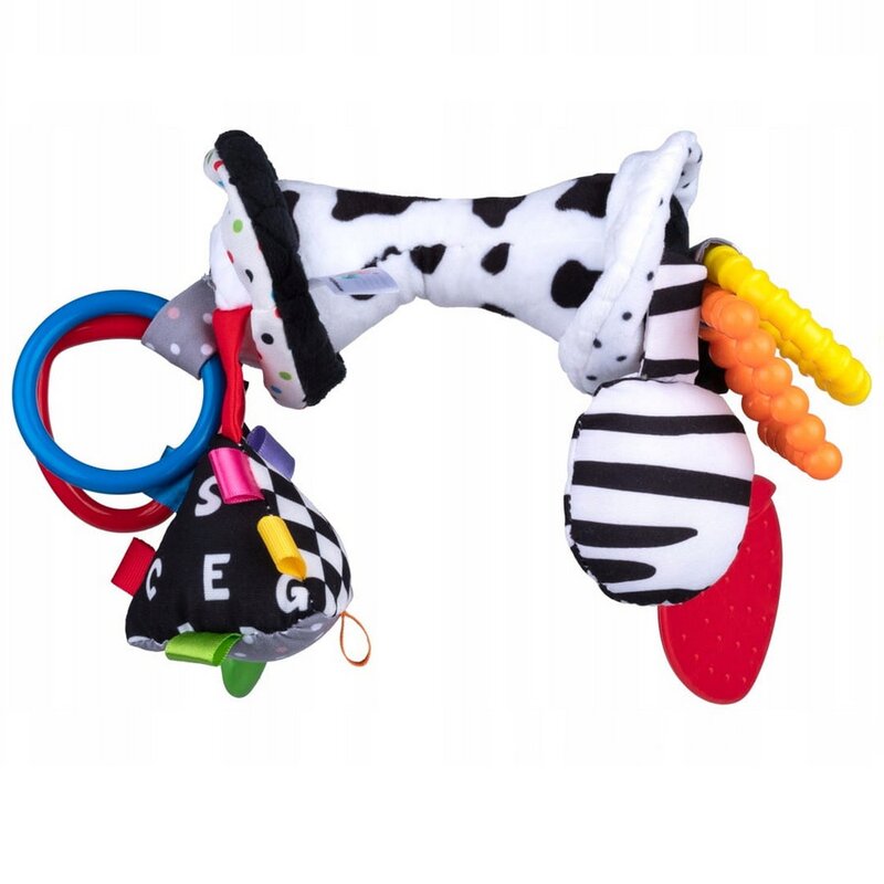 Jucarie zornaitoare, Balibazoo, Twister Toy, Cu jucarii de dentitie, Cu materiale si texturi diferite, 0 luni+, Multicolor