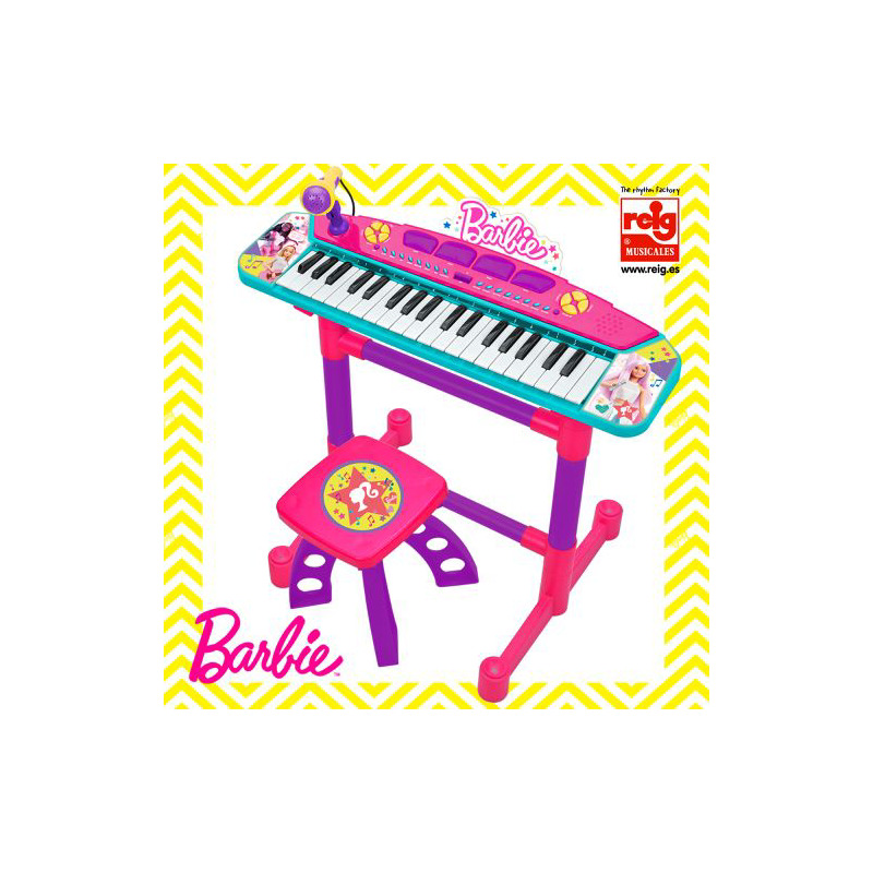 Keyboard cu microfon si scaunel Barbie Instrumente Muzicale
