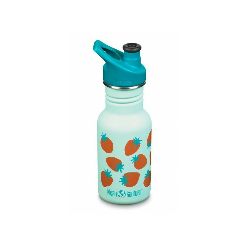 Kid Classic Narrow Blue Tint Strawberries - Recipient din otel inoxidabil 355 ml cu capac sport - Klean Kanteen