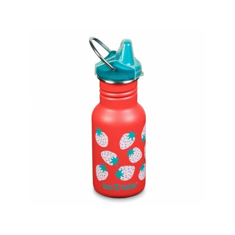 Kid Classic Narrow Coral Strawberries - Recipient din otel inoxidabil 355 ml cu capac cu cioc - Klean Kanteen