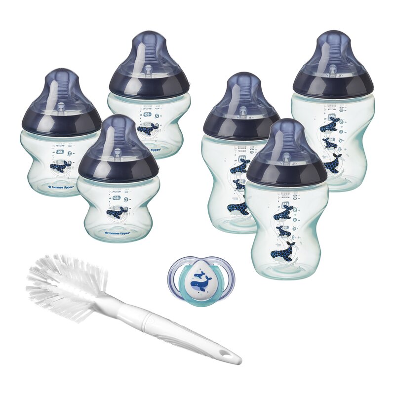 Tommee tippee - kit biberoane nou nascut, onl unisex, 0 luni+, balenute, albastru