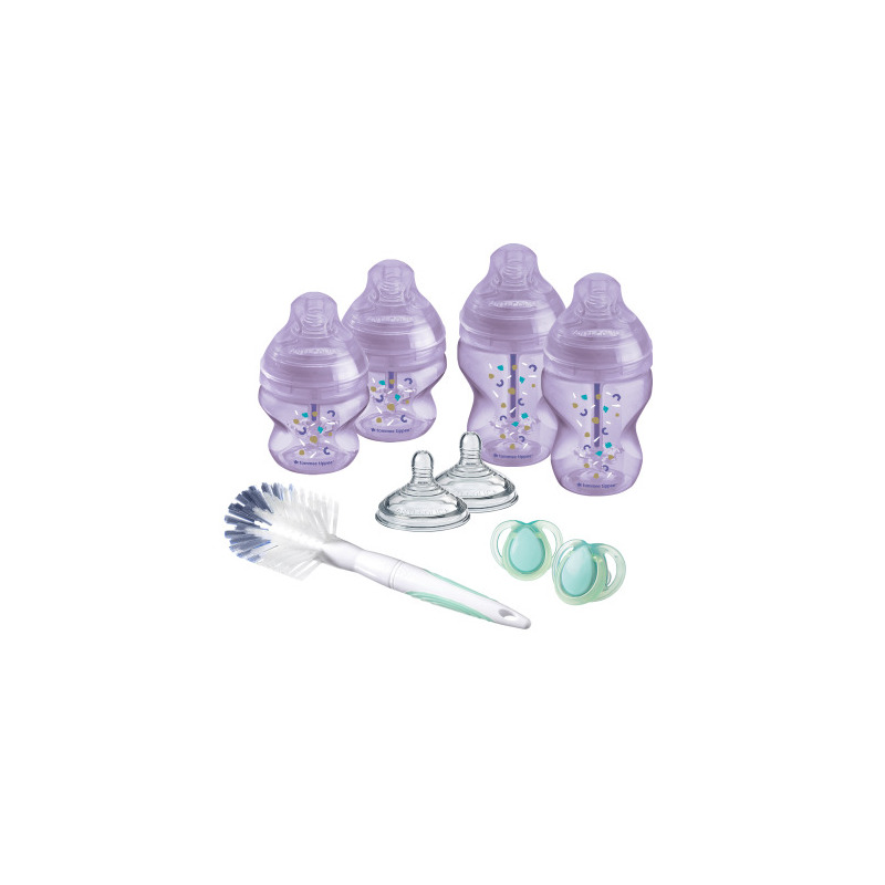 Kit biberoane nou-nascut Tommee Tippee Advanced, cu sistem de ventilatie, 0 luni +, Mov