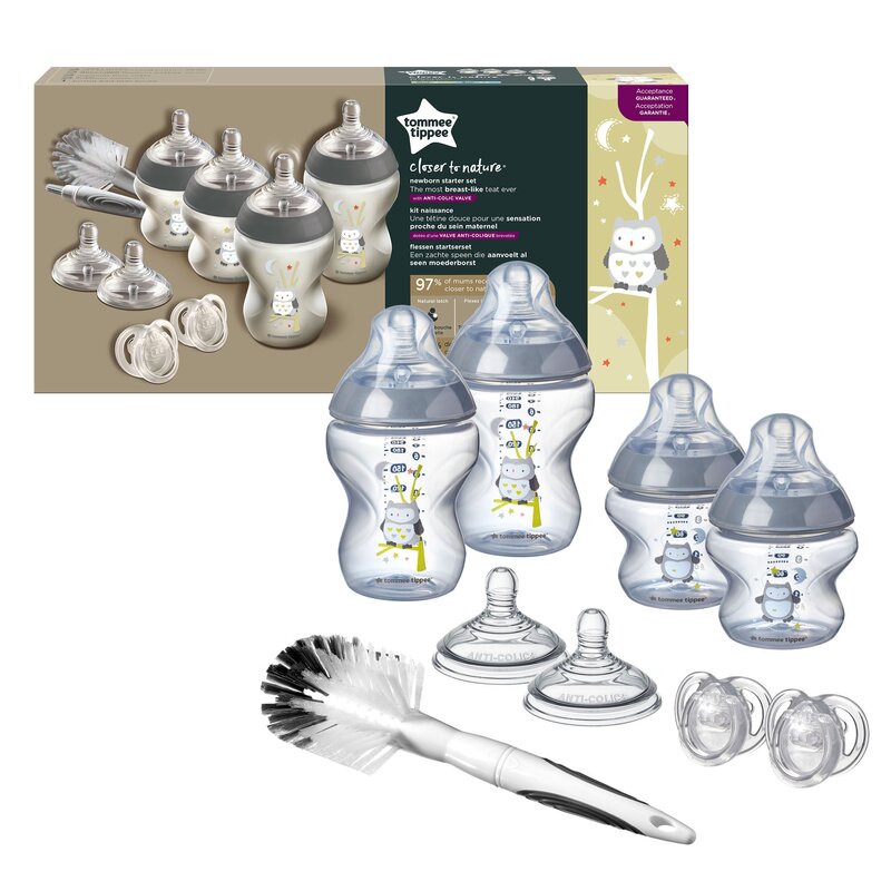 Tommee tippee - set biberoane bufnita 0 luni + closer to nature din polypropilena