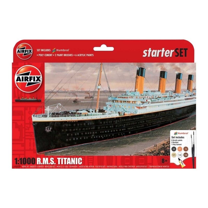 Airfix - kit constructie nava de croaziera r.m.s. titanic gift set, scara 1:1000