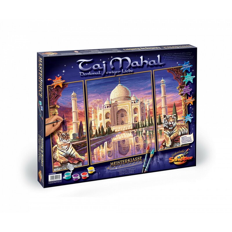 Simba - kit pictura pe numere schipper taj mahal - memorialul iubirii eterne, 3 tablouri