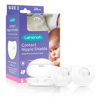 Protectoare mamelon, Lansinoh, 2 buc, 24 mm, Din silicon, Fara BPA, Cu cutie depozitare, Transparent
