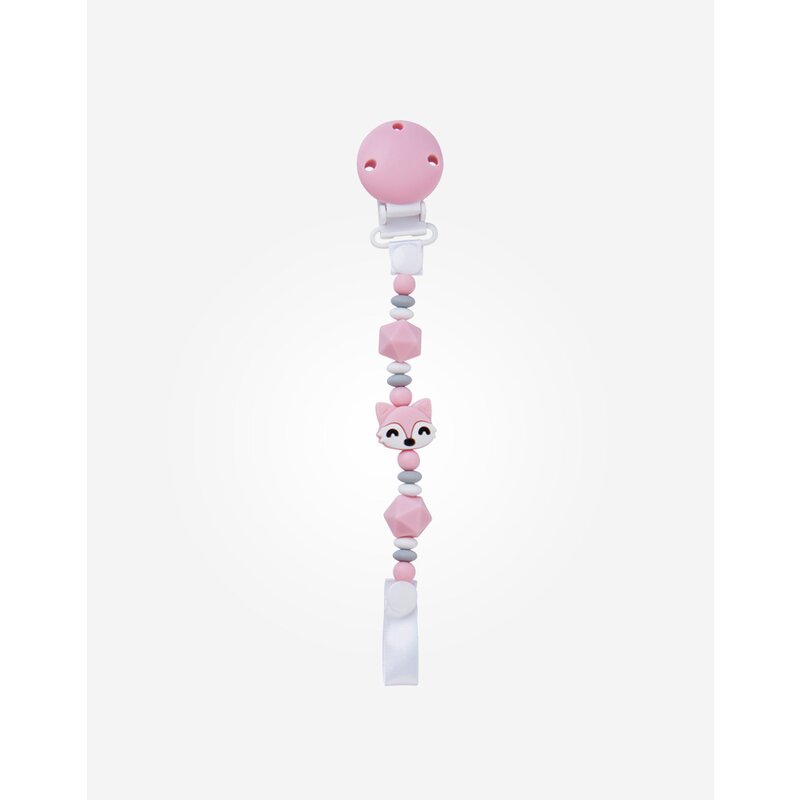 Lant din silicon pentru suzeta foxy -pink