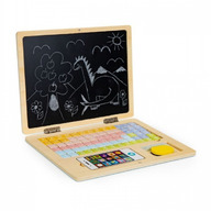 Laptop educational din lemn cu magnet si taste din lemn Ecotoys G068 - Albastru