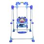Leagan, Bebe Stars, Pana la 22 kg, Pliabil, Cu jucarii si muzica, Cu suport picioare, Cu centura siguranta in 3 puncte, Conform cu EN71, 2-5 ani, Cow Blue - 2