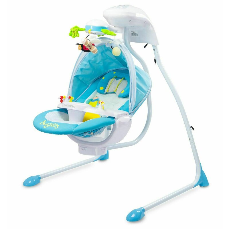 Caretero - Leagan Bugies Pliabil, Spatar reglabil, Electric, Rotire 90 grade, 90x45 cm, Albastru