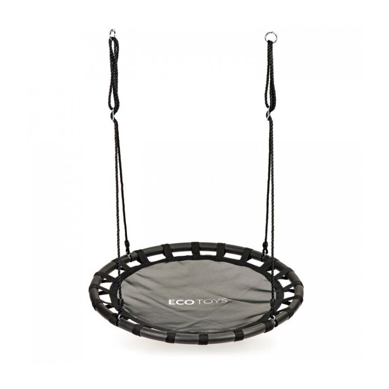 Leagan pentru copii rotund, tip cuib de barza, suspendat, 100 cm, Ecotoys MIR6300 - Negru