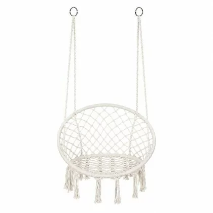 Leagan suspendat Boho, Baby Mix,  Pentru gradina si interior, Dimensiuni 80×60×120 cm, Sustinere pana la 125 kg, Bej