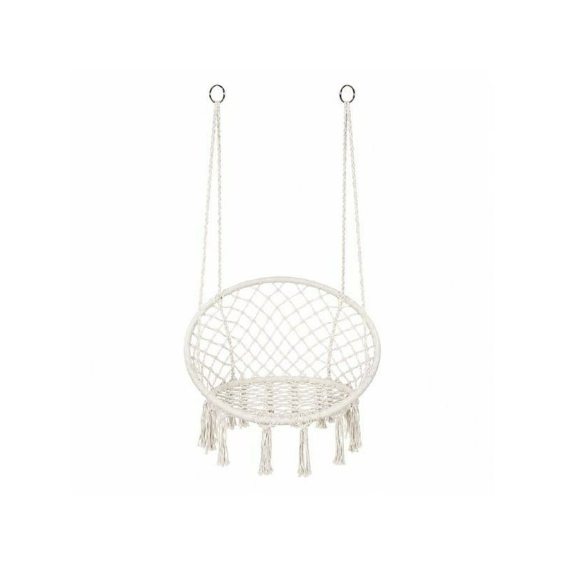 Leagan suspendat Boho, Baby Mix, Pentru gradina si interior, Dimensiuni 80×60×120 cm, Sustinere pana la 125 kg, Bej