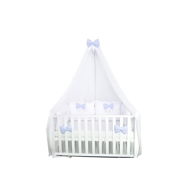 Deseda - lenjeria pat 120x60 cm cu 4 perne super groase cearsaf si fundite albastru pal