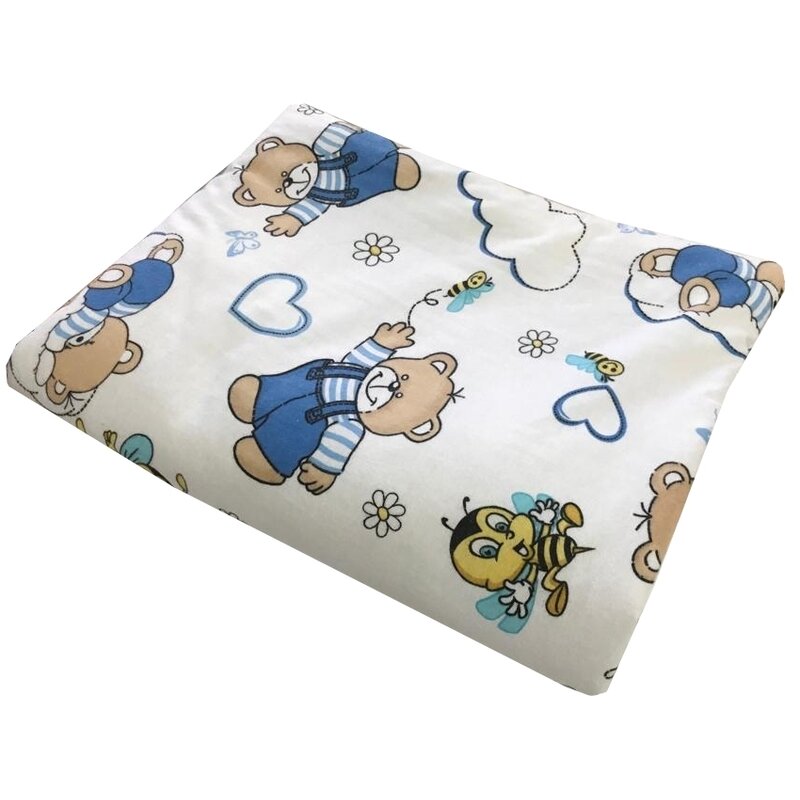 Deseda - lenjerie 3 piese din finet flannel pat 140x70 cm ursi cu albine albastru