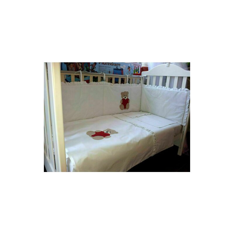 Kidsdecor - lenjerie brodata ursuletul teddy 4 piese 70 x 140 cm
