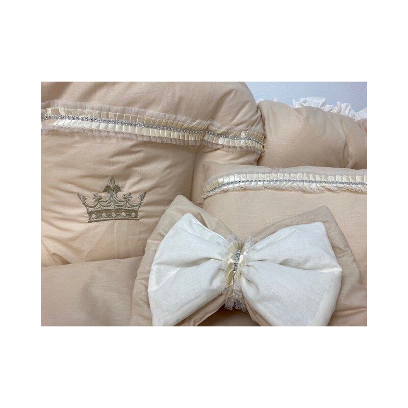 Deseda - lenjerie de pat 140x70 cm bebe cu baldachin si suport ducesa bej lux by
