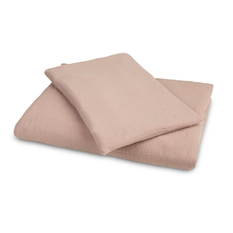 Sensillo - lenjerie 2 piese, muselina, husa perna 60x40 cm, din bumbac, 135x100 cm, roz