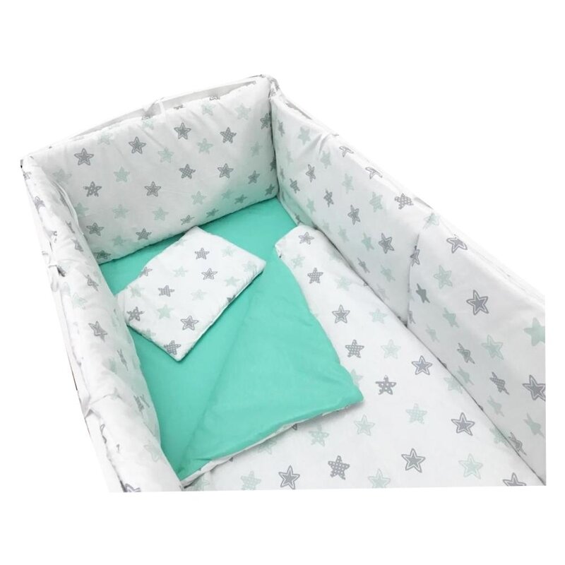Deseda - lenjerie de pat bebelusi 120x60 cm cu aparatori laterale pufoase somn lin
