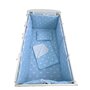 Lenjerie de pat bebelusi 140x70 cm cu aparatori laterale pufoase  cearșaf  păturică dubla și pernuta slim Deseda  Coronite albastre pe alb - 1