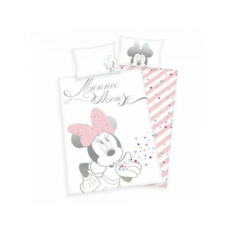 Herding - Lenjerie 2 piese Reversibila Minnie Mouse din Bumbac, 135x100 cm