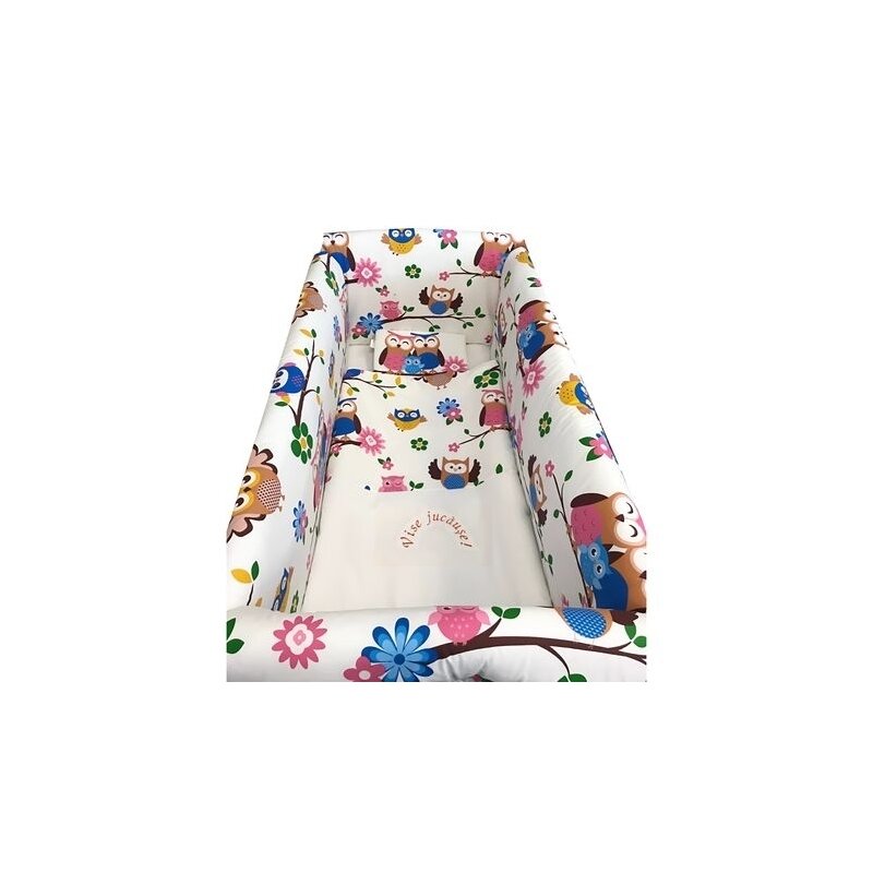Deseda - lenjerie de patut bebelusi 120x60 cm cu aparatori maxi bufnite maro