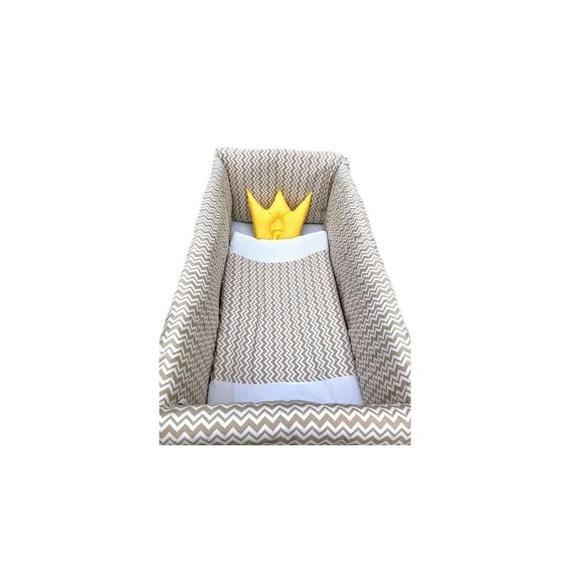 Deseda - lenjerie de patut bebelusi 120x60 cm cu aparatori maxi zig-zag