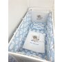 Lenjerie de pătuț bebeluși Personalizata imprimata 120x60 cm Norișori zambareti albaștrii - Avion - 1