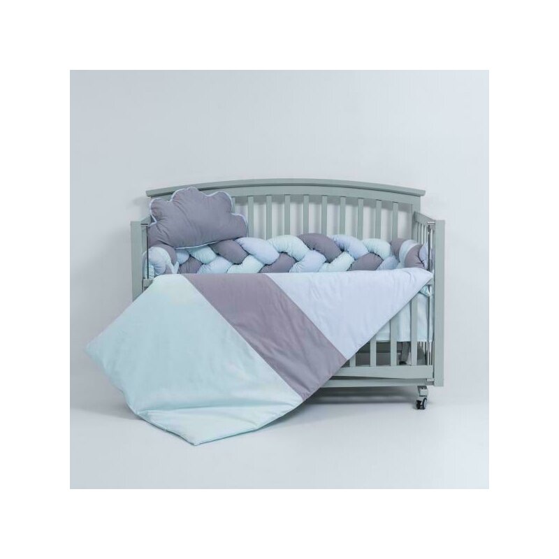 Lenjerie MyKids 6 piese Gray-Blue fara baldachin 120x60 cm