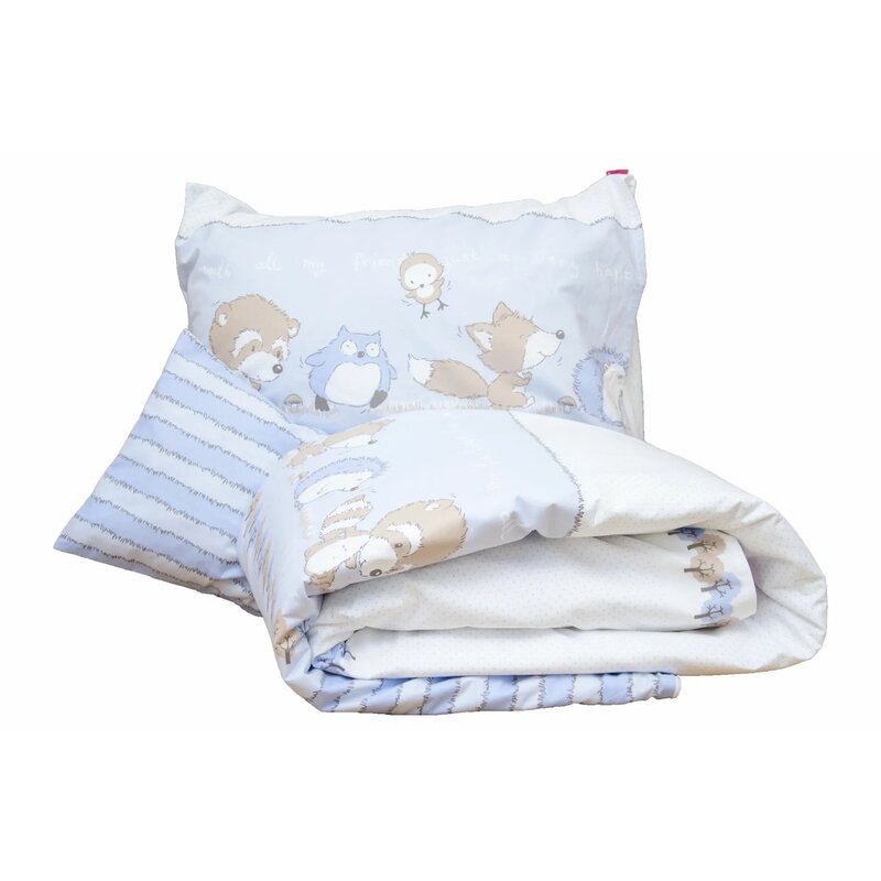 Kidsdecor - lenjerie 3 piese odette 60x40 cm din bumbac, 140x100 cm, albastru