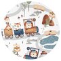 Lenjerie patut cu 3 piese, MimiNu, Cu cearceaf 120x60 cm, Din bumbac certificat Oeko Tex Standard 100, Cu pilota si husa pilota, 135x100 cm, Design, Zoo in train - 3