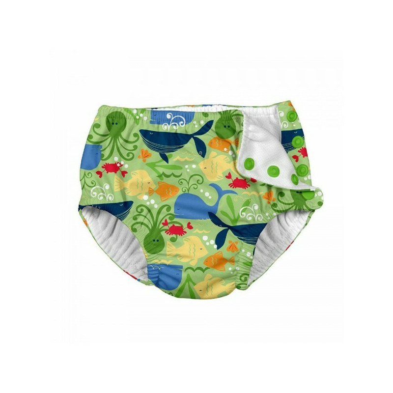 Lime Sealife 12 luni - Slip copii SPF 50+ refolosibil, cu capse Green Sprouts by iPlay