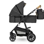 Carucior 3 in 1, Lionelo, Amber, Cadru aluminiu, Cu landou intarit si salteluta moale, Cu scoica auto testata ADAC, Reversibil, Cu accesorii, Geanta parinti, Pana la 22 kg, Gri Inchis - 9