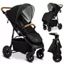 Carucior sport, Lionelo, Natt, De la nastere, Cu accesorii si capotina XXL reglabila, 0 - 22 kg, Conform cu standardele europene de securitate EN1888-1, EN1888-2, Negru Onyx - 3