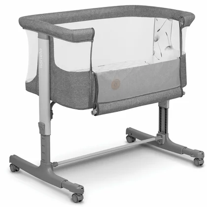Patut co-sleeper, Lionelo, Aurora, Cu leganare si setare unghiulara, Pana la 9 kg, Gri