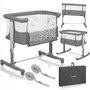 Patut co-sleeper, Lionelo, Aurora, Cu leganare si setare unghiulara, Pana la 9 kg, Gri - 3